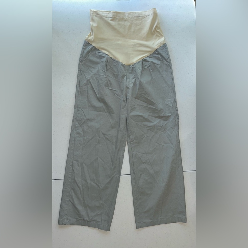 Pinkblush Maternity Blue Gray and Cream Chinos